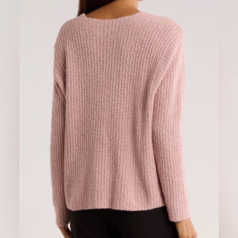 Eileen Fisher Women’s Organic Cotton Cashmere Fluff V-Neck Sweater Opal Pink NWT - Picture 3 of 13